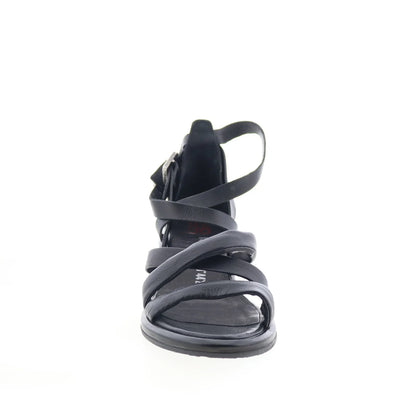 Lyndon 201 LYNDON-201 Womens Black Leather Wedges Sandals Shoes