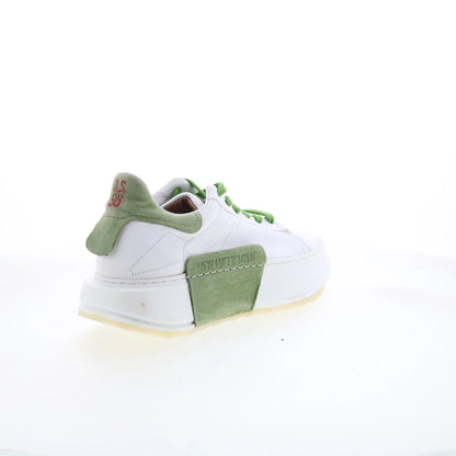 Hannie Womens White Leather Lace Up Lifestyle Sneakers Shoes