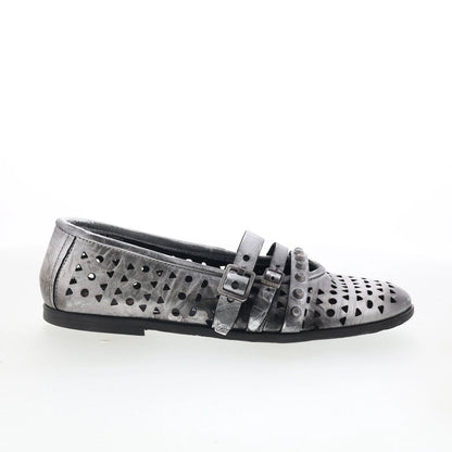 Jett Womens Silver Leather Hook & Loop Loafer Flats Shoes