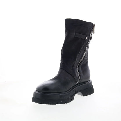 Vinson Womens Black Leather Zipper Casual Dress Boots