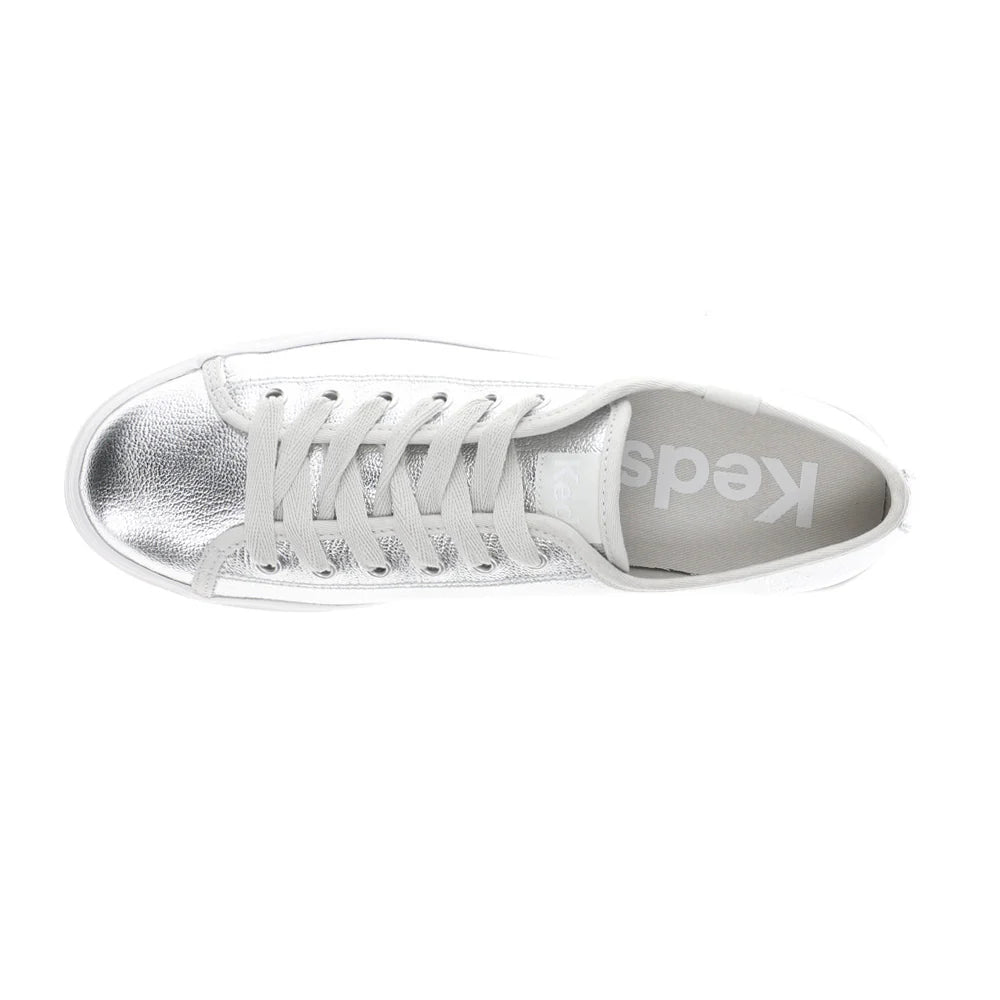 Triple Up Washed Metallic Leather Lace Up Sneakers