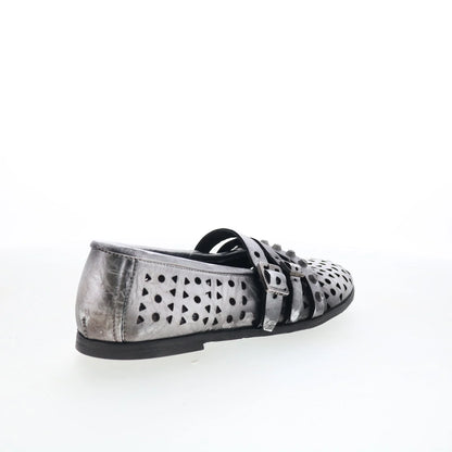 Jett Womens Silver Leather Hook & Loop Loafer Flats Shoes