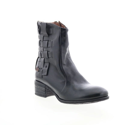 Gerald Womens Black Leather Zipper Ankle & Booties Boots