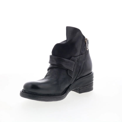Martina Womens Black Leather Zipper Ankle & Booties Boots
