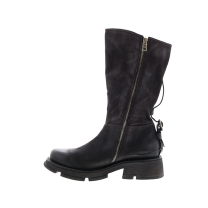 Lexington A94307-201 Womens Black Leather Zipper Mid Calf Boots