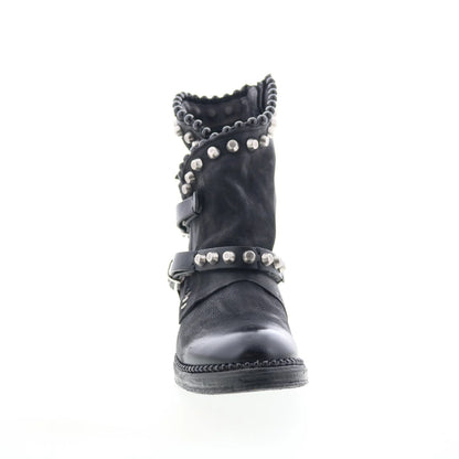 Vianne Womens Black Leather Zipper Casual Dress Boots