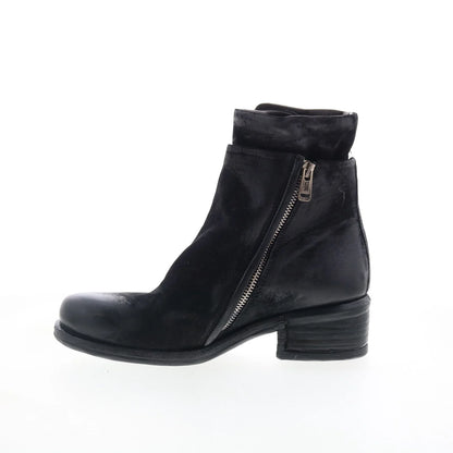 Ibsen Womens Black Leather Zipper Casual Dress Boots