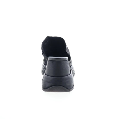 Rafe Womens Black Leather Slip On Platform Sandals Shoes