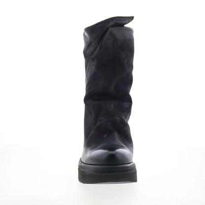 Frannie Womens Black Leather Zipper Ankle & Booties Boots