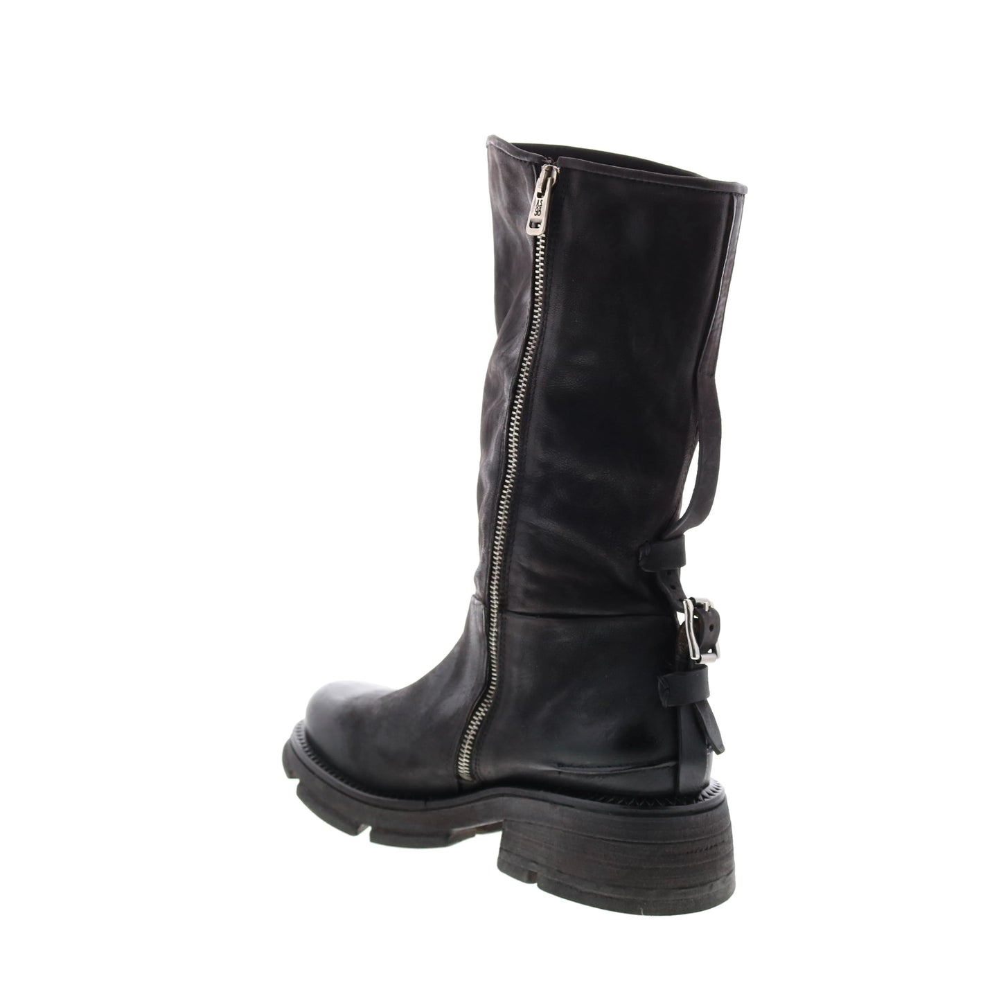 Lexington A94307-201 Womens Black Leather Zipper Mid Calf Boots