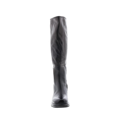 Lynton A95305-201 Womens Black Leather Zipper Knee High Boots