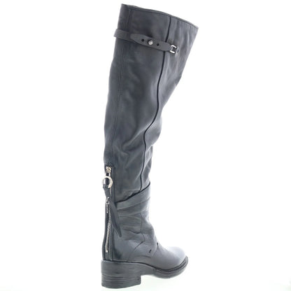 Steed Womens Black Leather Zipper Knee High Boots