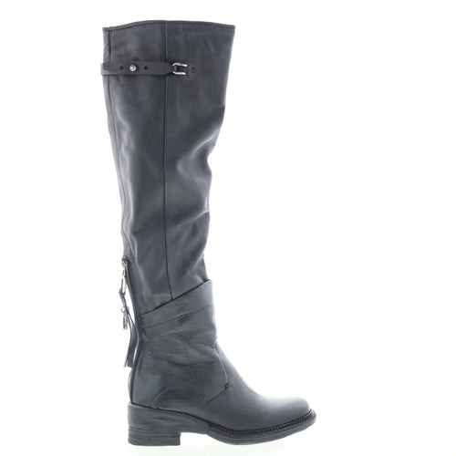 Steed Womens Black Leather Zipper Knee High Boots