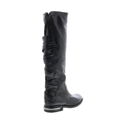 Teagan 516317-101 Womens Black Leather Zipper Knee High Boots