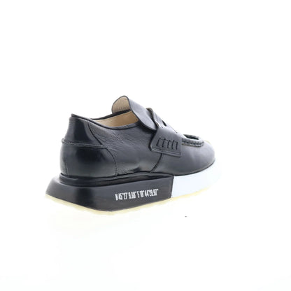 Elian Womens Black Leather Slip On Lifestyle Sneakers Shoes