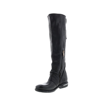 Tye 516338-201 Womens Black Leather Zipper Knee High Boots