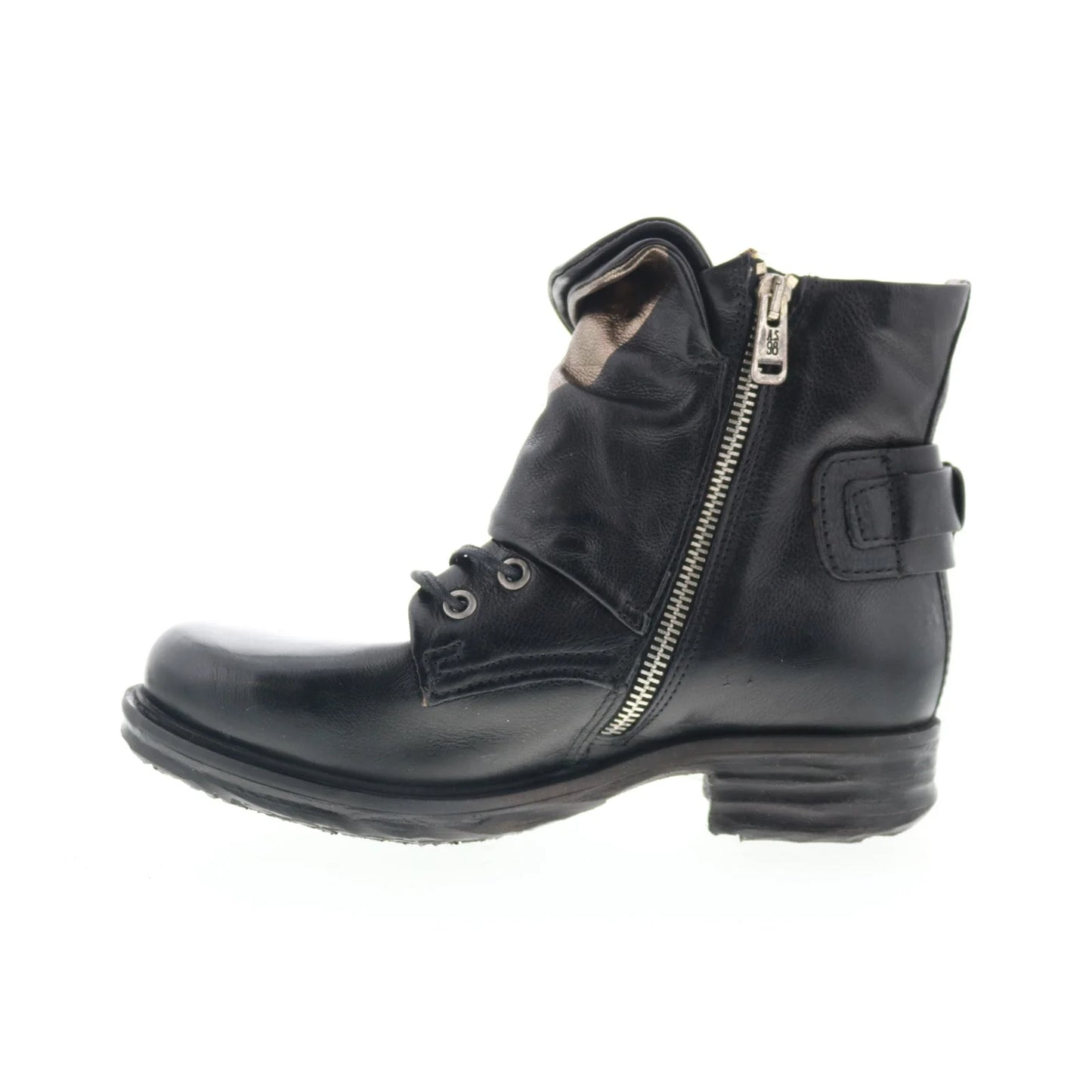 Sebby Womens Black Leather Hook & Loop Ankle & Booties Boots