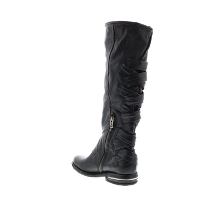 Teagan 516317-101 Womens Black Leather Zipper Knee High Boots
