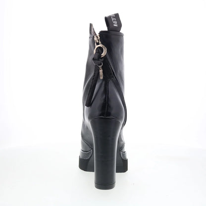 Vale Womens Black Leather Zipper Ankle & Booties Boots
