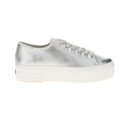 Triple Up Washed Metallic Leather Lace Up Sneakers