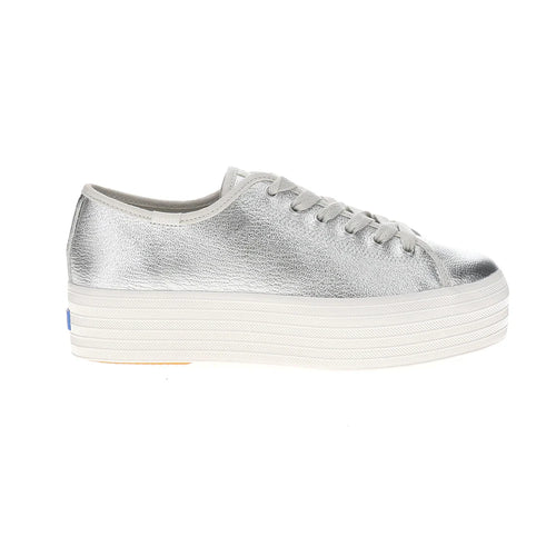 Triple Up Washed Metallic Leather Lace Up Sneakers