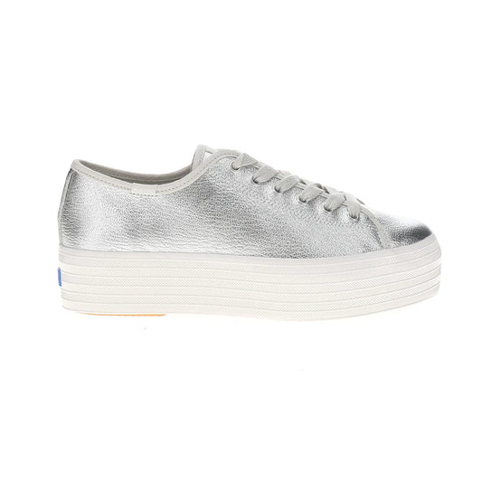 Triple Up Washed Metallic Leather Lace Up Sneakers