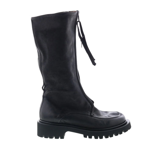 Tayton Womens Black Leather Zipper Knee High Boots