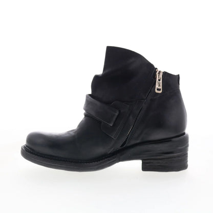 Martina Womens Black Leather Zipper Ankle & Booties Boots