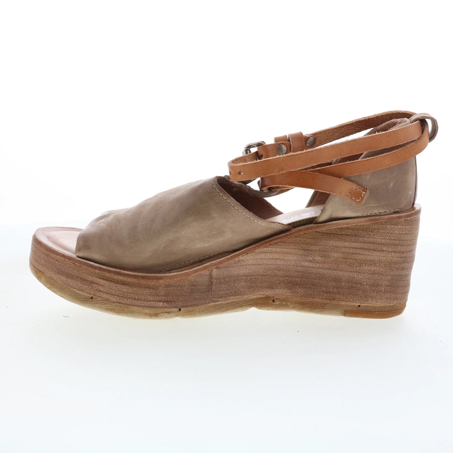 Nino Womens Brown Leather Hook & Loop Wedges Sandals Shoes