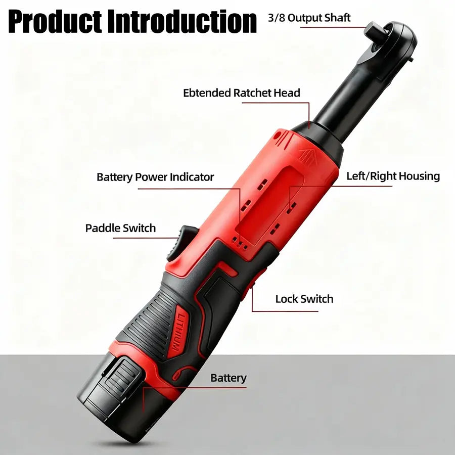 Cordless Electric Ratchet Wrench Set with Rechargeable Batteries & Socket Kit