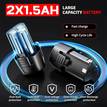 Cordless Electric Ratchet Wrench Set with Rechargeable Batteries & Socket Kit
