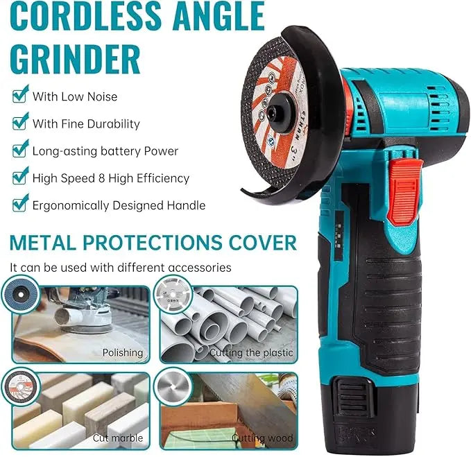 Cordless Brushless Angle Grinder Kit with Cutting, Grinding & Polishing Accessories