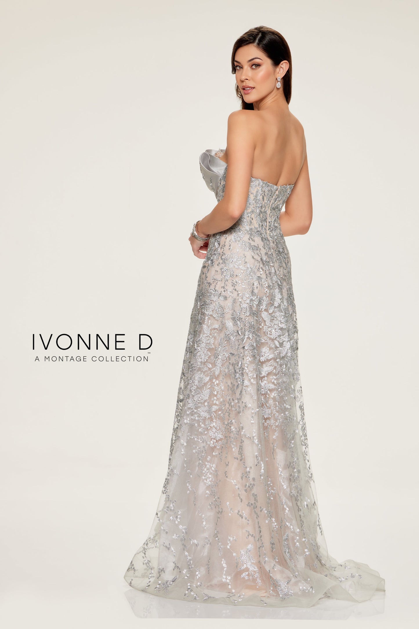 Ivonne D ID804 Pleated Long Formal A Line Evening Dress