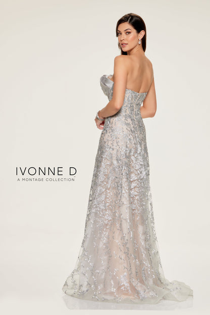 Ivonne D ID804 Pleated Long Formal A Line Evening Dress