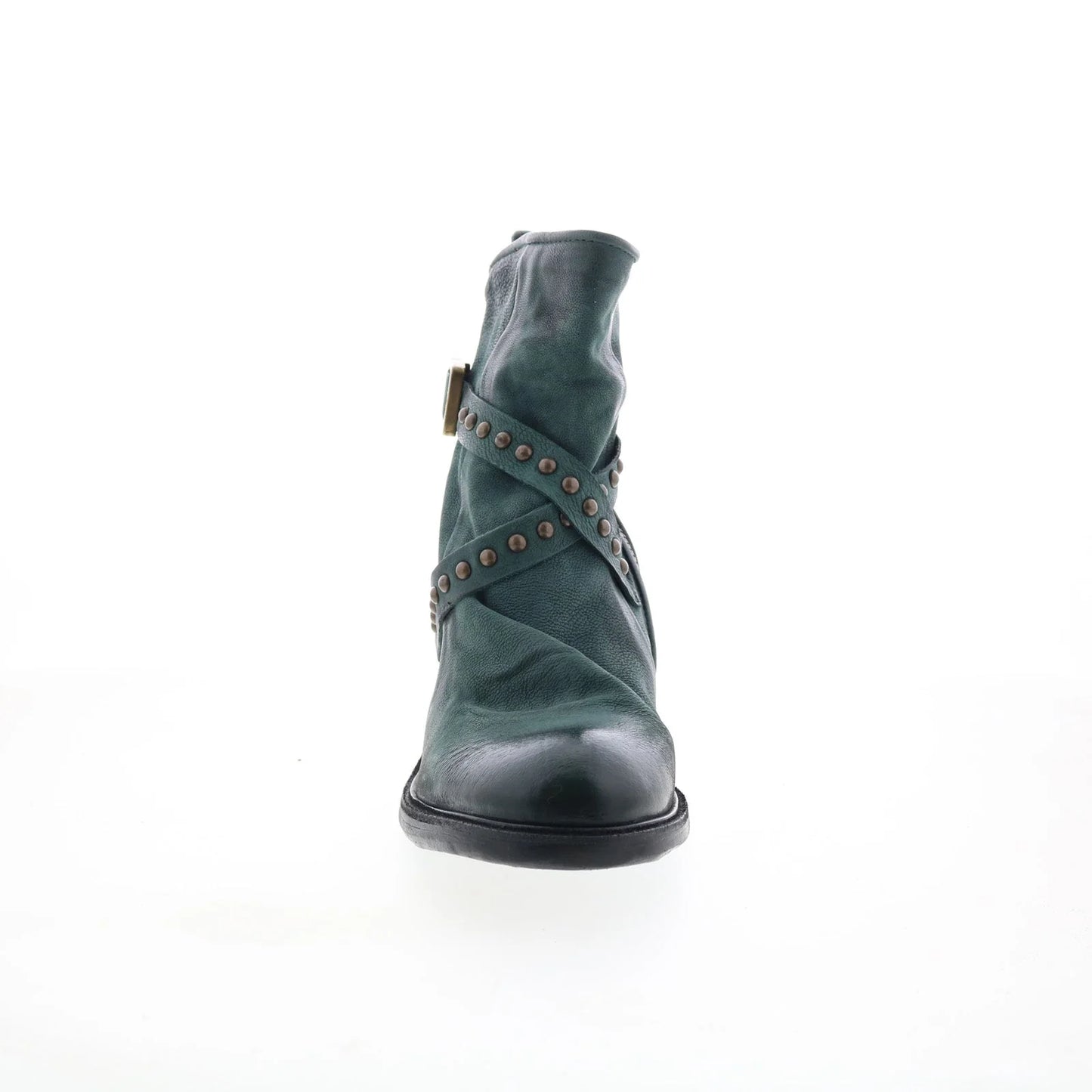 Jeffy Womens Green Leather Zipper Casual Dress Boots