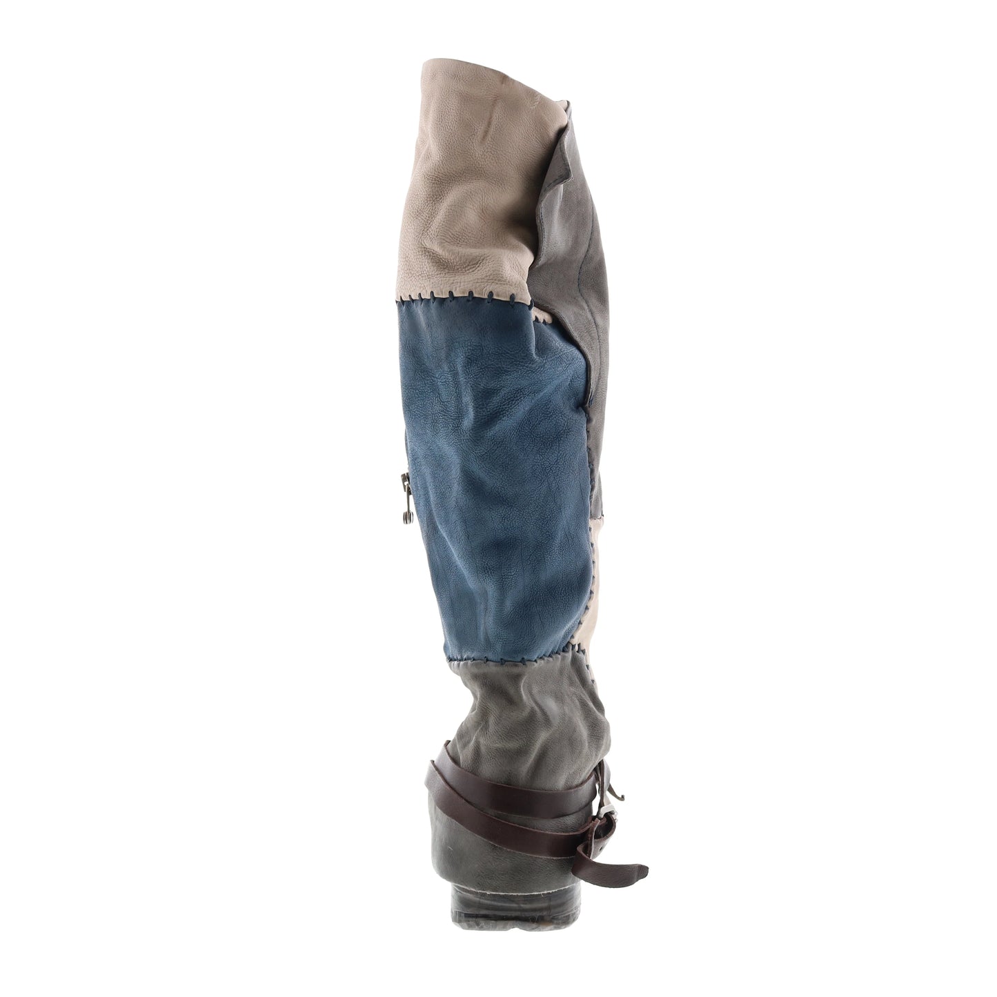 Salvador 717342-401 Womens Blue Leather Hook & Loop Knee High Boots