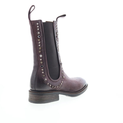 Faris Womens Brown Leather Slip On Casual Dress Boots