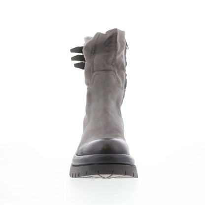 Doran Womens Gray Leather Zipper Casual Dress Boots