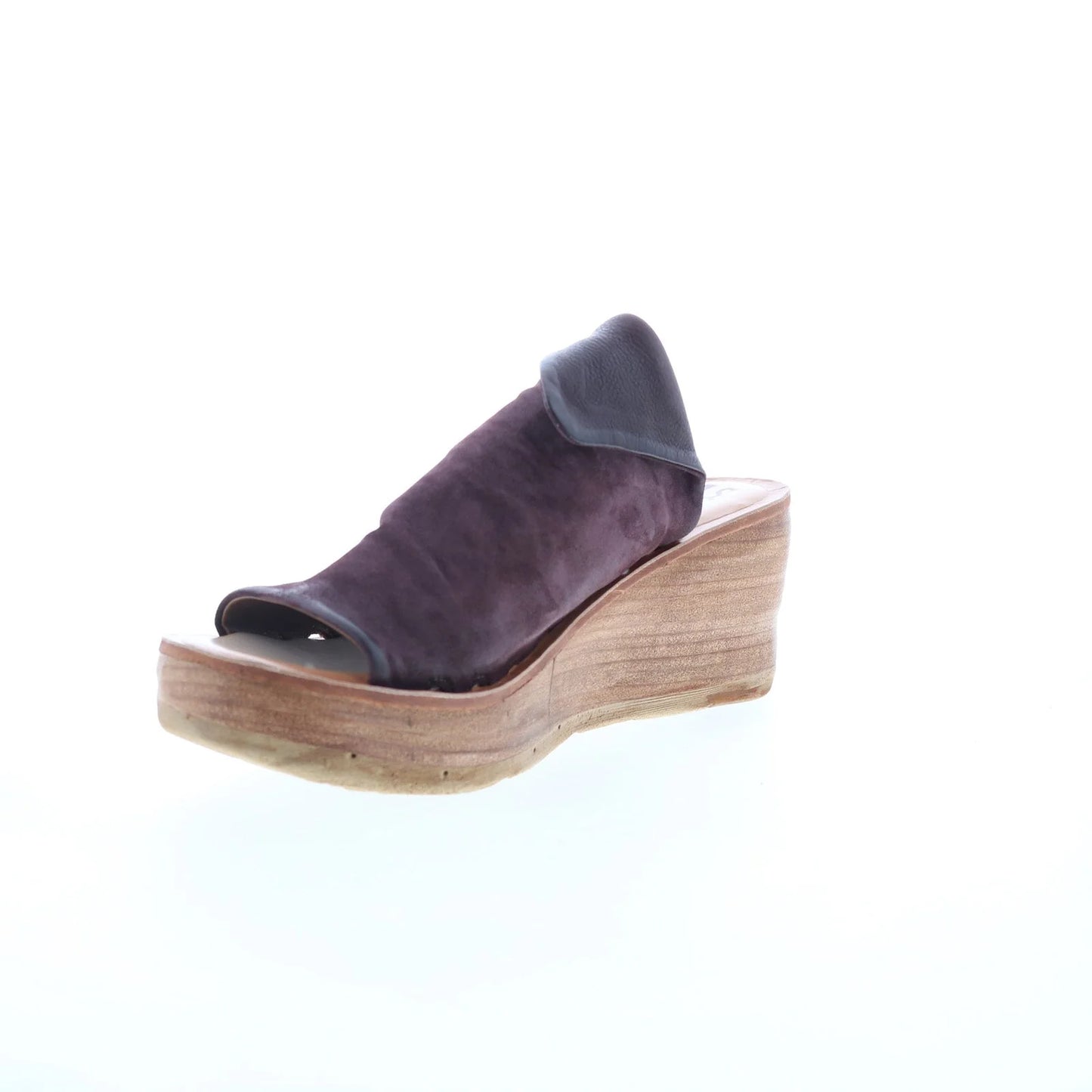 Niels Womens Burgundy Leather Slip On Wedges Sandals Shoes