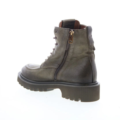 Truett Womens Green Leather Lace Up Casual Dress Boots