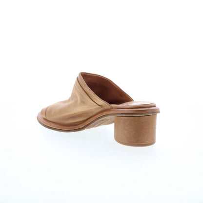Lior Womens Brown Leather Slip On Heeled Sandals Shoes