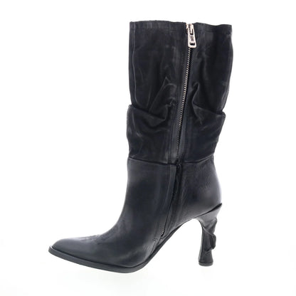 Faron Womens Black Leather Zipper Casual Dress Boots