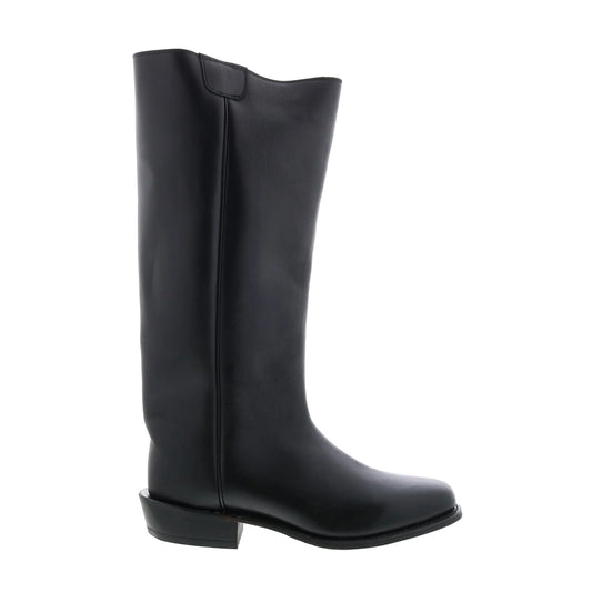 8220 Mens Black Leather Slip On Cowboy Western Boots