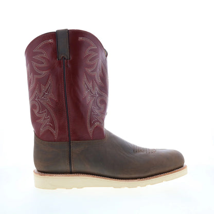 6820 Mens Burgundy Leather Slip On Cowboy Western Boots