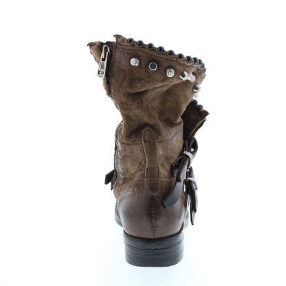 Vianne 250202-201 Womens Brown Leather Hook & Loop Mid Calf Boots