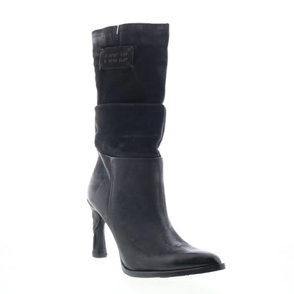 Faron Womens Black Leather Zipper Casual Dress Boots