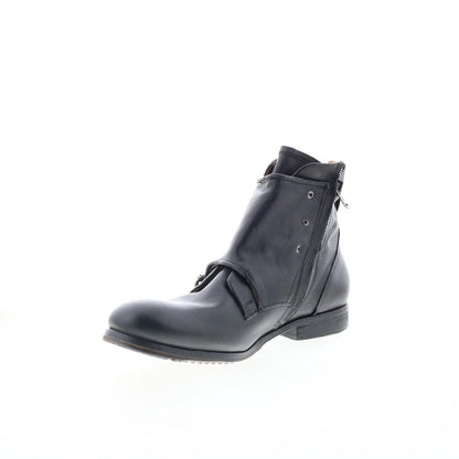 Cooper Mens Black Leather Zipper Casual Dress Boots