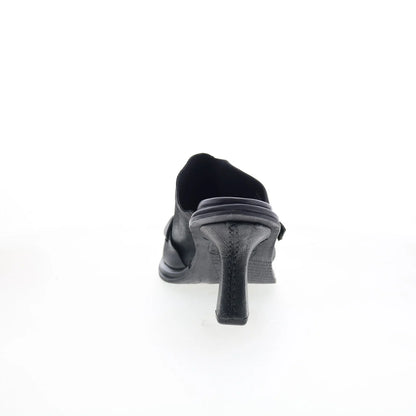 Smitty B22005-201-6002 Womens Black Leather Mules Heels Shoes