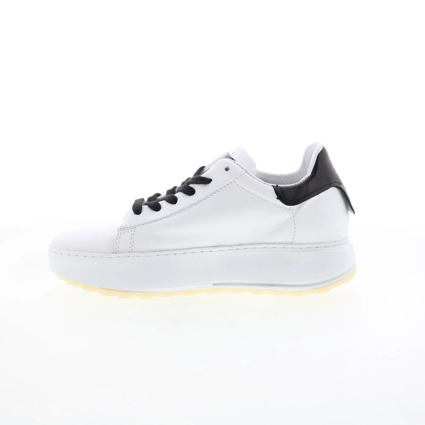 Hannie Womens White Leather Lace Up Lifestyle Sneakers Shoes