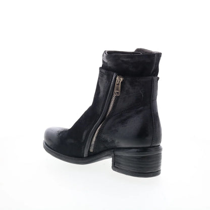 Ibsen Womens Black Leather Zipper Casual Dress Boots